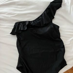 Motherhood Maternity One Shoulder Ruffle swimsuit